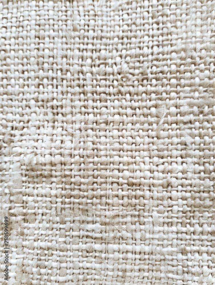 Poster white fabric with pattern of white and brown threads