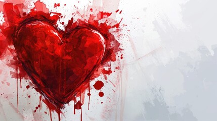 Heart with red paint splatters on it