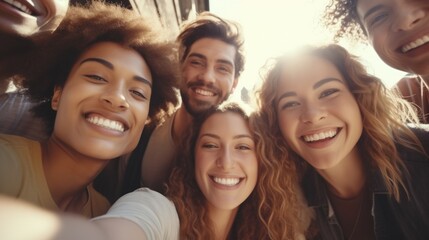 Obraz premium Group of people are smiling and posing for picture
