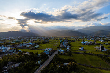 Aerial view of dongshan township located in yilan county, taiwan - 758600050