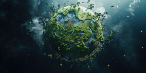 Obraz na płótnie Canvas Planet covered in trees and grass