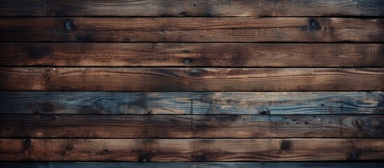 A closeup of a brown hardwood wall with a brickwork pattern, showcasing the wood stain and building...