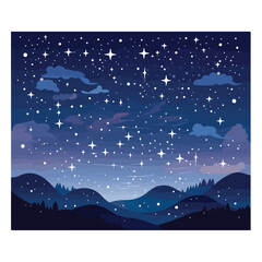 A starry night sky with constellations. flat vector
