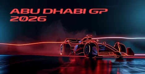 Gardinen Abu Dhabi race F1 racing car street formula 1 racing high speed banner sports grand prix UAE middle east  © The Stock Image Bank