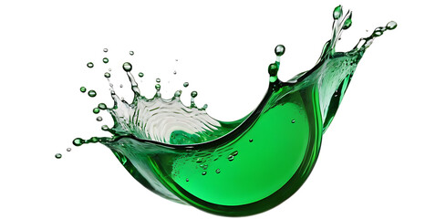 splashes of green liquid (dishwashing gel, shower gel) on a transparent background