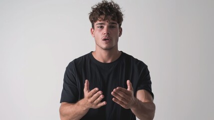 Man Standing in Front of White Background