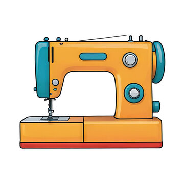 Sewing Machine Hand Drawn Cartoon Style Illustration