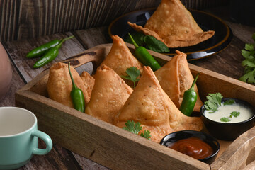 Potato Samosa. Delicious and vegetarian snack... stuffed with boiled and smashed potatoes mixed...