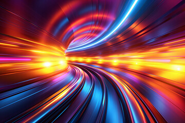 3d render, abstract multi-color spectrum background, bright orange blue neon rays and colorful glowing streaks upwards go to downwards