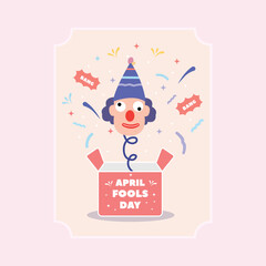 happy april fools day illustration clown concept surprise and comedy fun vector template poster background
