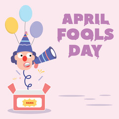 Fototapeta premium happy april fools day illustration clown concept surprise and comedy fun vector template poster background