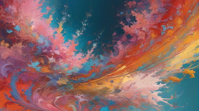 
Beautiful, amazing abstract art with a colorful background, featuring fractal paint and rich texture, generative AI