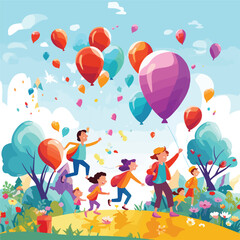 Obraz na płótnie Canvas A vibrant Easter egg hunt scene with children 