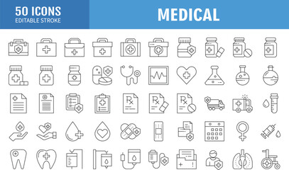 Medical Line Icons Editable Stroke.