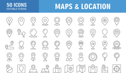 location line editable icon set. Vector illustration
