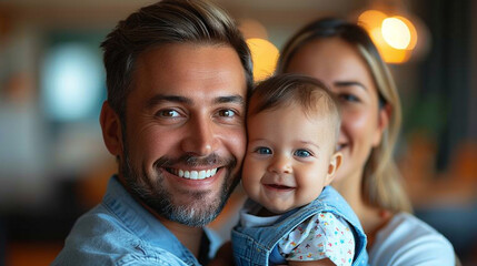 Smiling Man Holding Baby