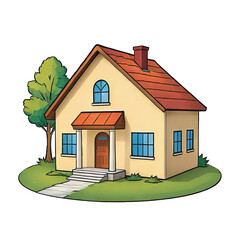Small House Hand Drawn Cartoon Style Illustration