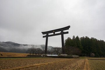 早春の熊野本宮大社の風景
