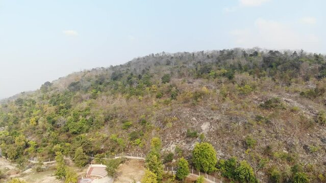 Aerial shot of scenic beauty of mountains of Maa Kauleshwari Temple, Chatra.
