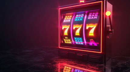 Dramatic neon-lit slot machine ultra-realistic design