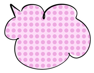 This is a speech bubble illustration with pink dots.