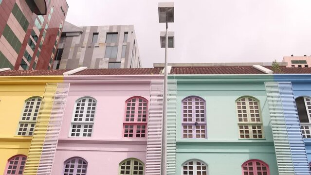 colorful row homes on the streets of Bandar Seri Bagawan in Brunei Darussalam