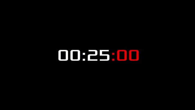 30 second timer countdown animation in white digital color. Flat design. Transparent 4K Alpha Channel. Ideal for business, countdowns, and events.
