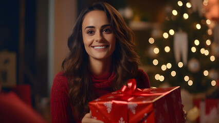 An Italian woman is all smiles after receiving a gift on Christmas. It's going to be a very happy holiday season.