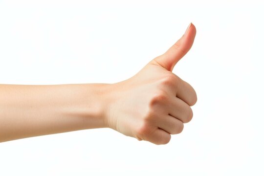 A person's hand giving the thumbs up sign. Generative AI.