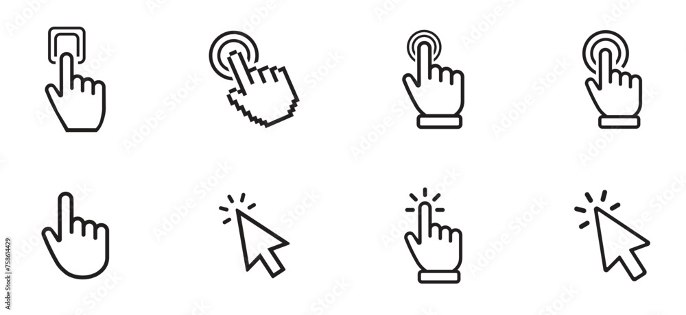 Poster touch vector icons set. illustration isolated for graphic and web design.