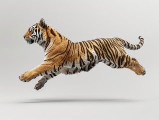 Fototapeta premium A tiger is running in the air