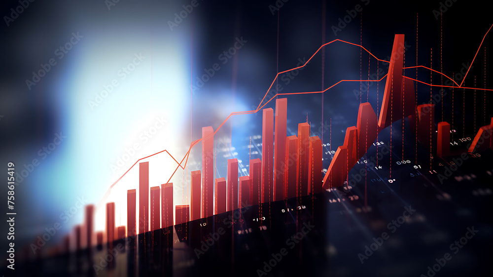 Poster An upward graph charting progress and success with space for text overlay