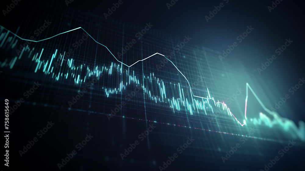 Aufkleber An upward graph charting progress and success with space for text overlay