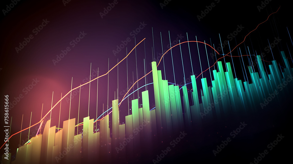 Poster An upward graph charting progress and success with space for text overlay