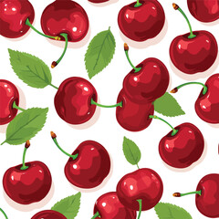 Background pattern with cherries flat vector illustration