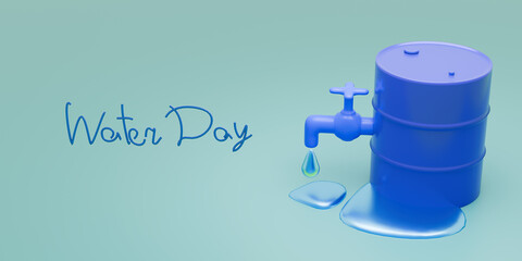 World Water Day Concept. Every Drop Matters. Saving water and world environmental protection concept- Environment day. 3d render.