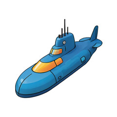 Submarine Hand Drawn Cartoon Style Illustration
