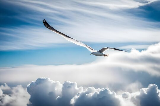 seagull in the clouds