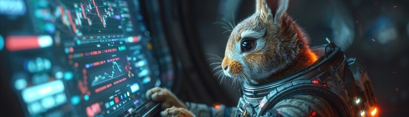 A rabbit in a space helmet - obrazy, fototapety, plakaty
