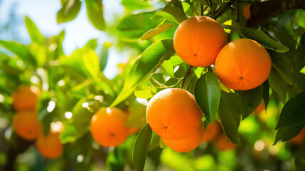 Bright round citrus fruit oranges garden, are juicy and sweet in drinks or eaten raw. Generative AI