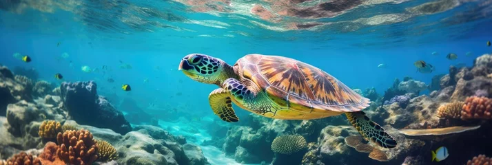 Fototapeten photo of Sea turtle in the Galapagos island © Natalia