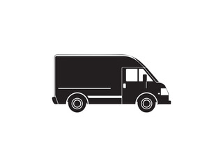 Delivery truck icon over white background, silhouette style, vector illustration