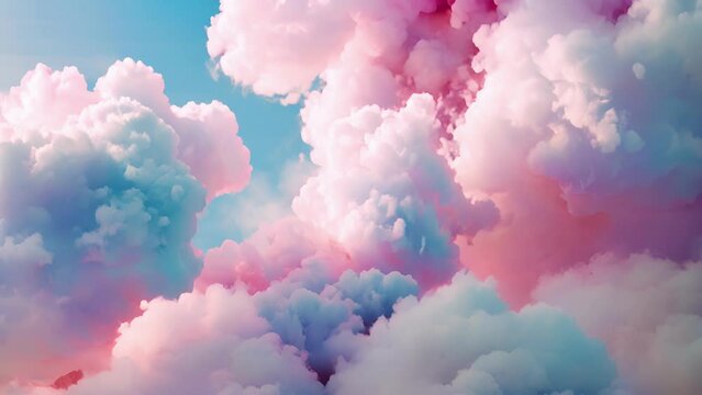 Floating clouds of cotton candy pink and baby blue pastels create a dreamy and whimsical Easter background reminiscent of a sugarfilled fantasy.