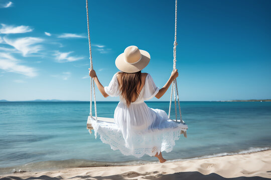 woman alone on a swing, AI generated