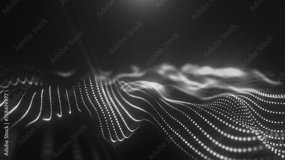 Aufkleber black and white energy magic waves high tech digital iridescent morphing with light rays lines and e
