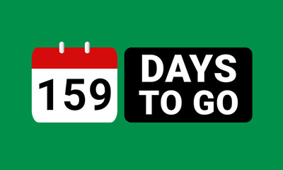 159 days to go last countdown. one hundred and fifty nine days go sale price offer promo deal timer, 159 days only