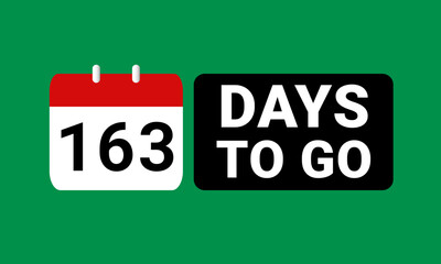 163 days to go last countdown. one hundred and sixty three days go sale price offer promo deal timer, 163 days only