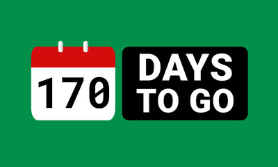170 days to go last countdown. one hundred and seventy days go sale price offer promo deal timer, 170 days only