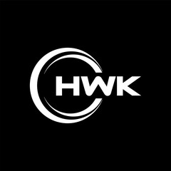 HWK letter logo design with black background in illustrator, cube logo, vector logo, modern alphabet font overlap style. calligraphy designs for logo, Poster, Invitation, etc.
