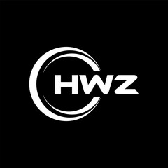 HWZ letter logo design with black background in illustrator, cube logo, vector logo, modern alphabet font overlap style. calligraphy designs for logo, Poster, Invitation, etc.